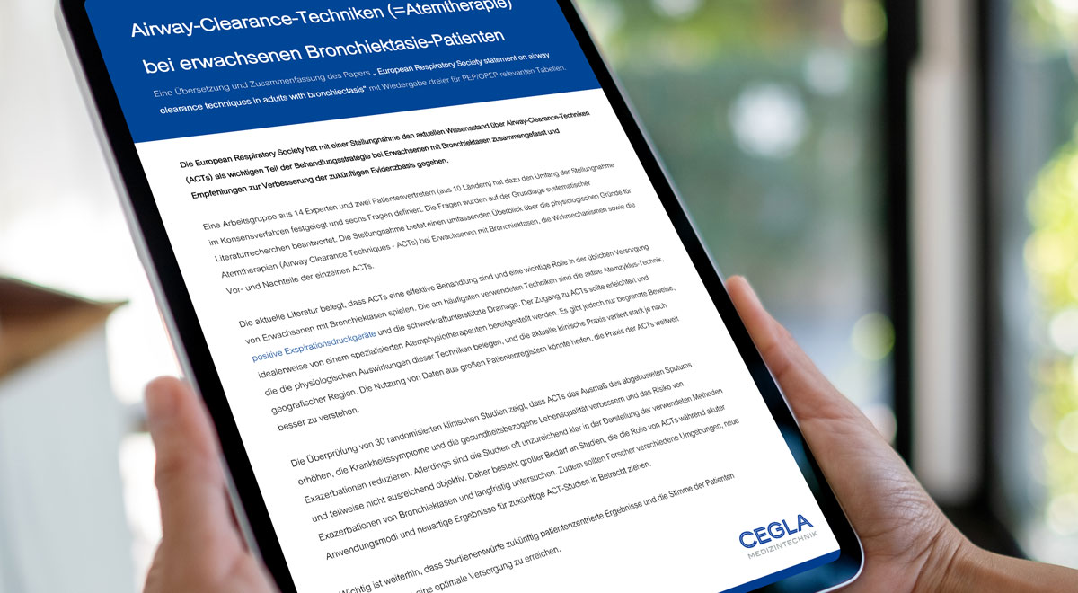 Auszug Atemweg-Clearance-Techniken bei Bronchiektasen: Eine Expertenbewertung der European Respiratory Society